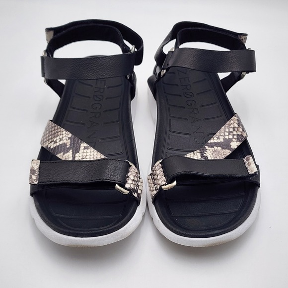 Cole Haan Zerogrand Strappy‎ Women's 10B Sandals Snake Print Black White Shoe - Picture 3 of 8